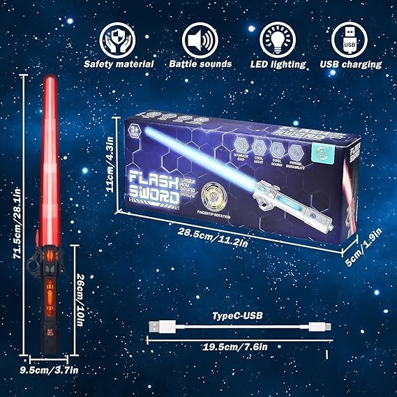 لعبة سيف ضوئي قابل للسحب وقابل لإعادة الشحن عبر USB