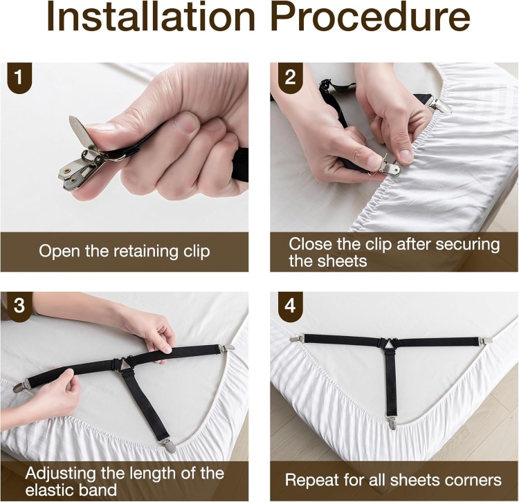 أشرطة تثبيت ملائة السرير