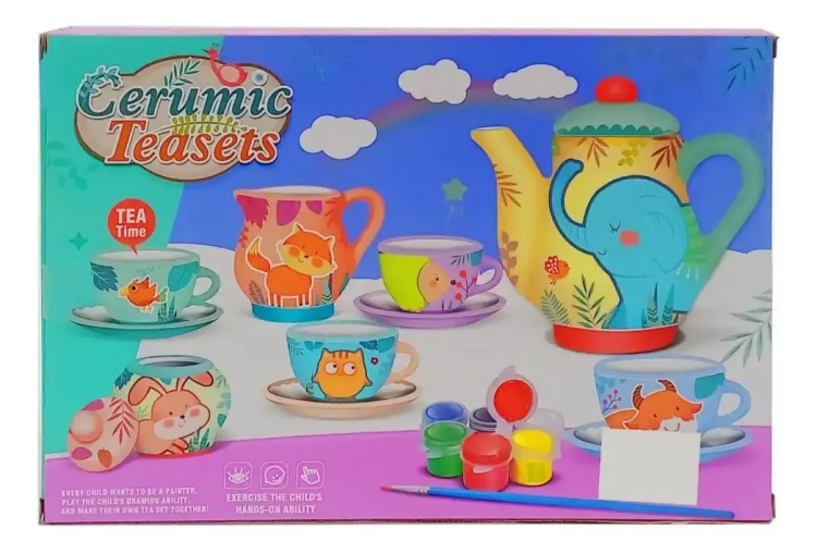 مجموعة حفل الشاي لرسم 15 حيوانًا من البورسلين للأطفال