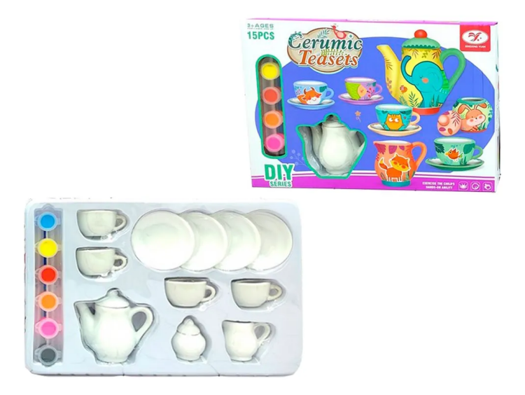 مجموعة حفل الشاي لرسم 15 حيوانًا من البورسلين للأطفال