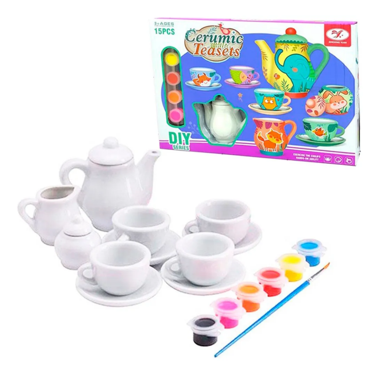 مجموعة حفل الشاي لرسم 15 حيوانًا من البورسلين للأطفال