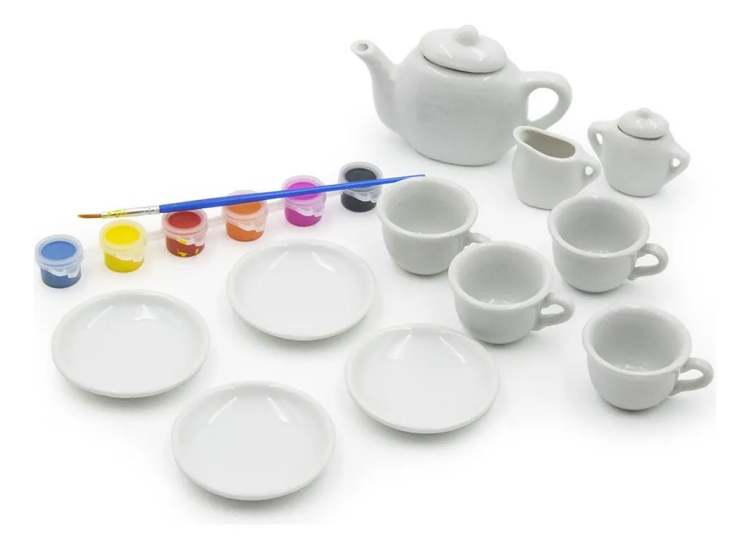 مجموعة حفل الشاي لرسم 15 حيوانًا من البورسلين للأطفال