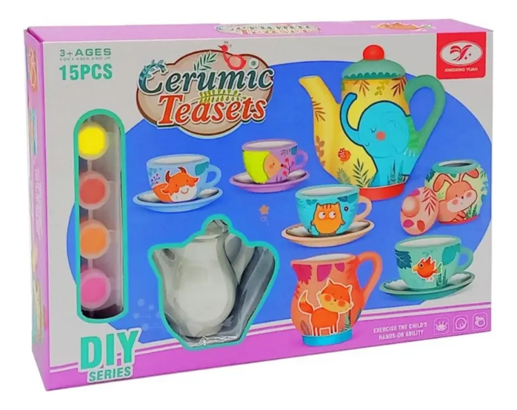 مجموعة حفل الشاي لرسم 15 حيوانًا من البورسلين للأطفال