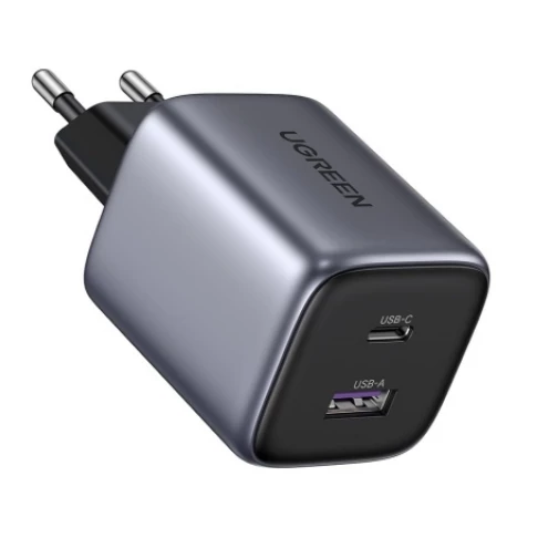 شاحن بمدخلين (Type-C & USB) 25W واط اسود     