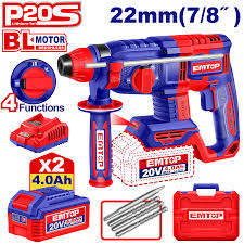  همر شحن  22MM مع 2 بطاريه4A 20v SDS_PLUS  مع 4 ريش 4 حركات (2.0J)ELRH212282      Brushless Motor 