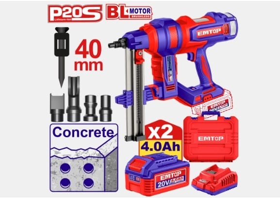 فرد مسامير باطون شحن 20V  (40 mm ) مع 2 بطاريه ELCNLI9008     4AH