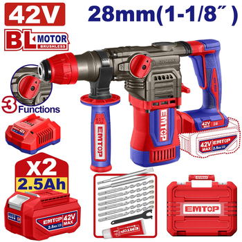  همر شحن  28MM 42V مع 2 بطاريه 2.5AH  SDS_PLUS   3 حركاتELRH422882      (4.5J)  Brushless Motor  