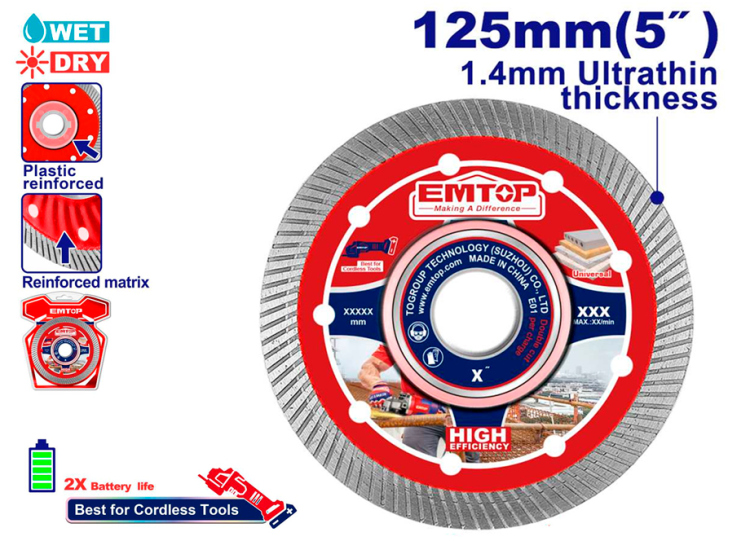 فيبر قص جرانيت صاروخ شحن جاف و مبلل  EDDC051251      5 "