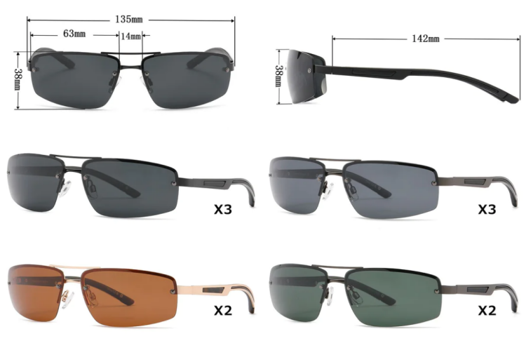 EyeframesInt-DY-PL113976 - Men Half Rim Sport Metal Sunglasses, Assorted Colors