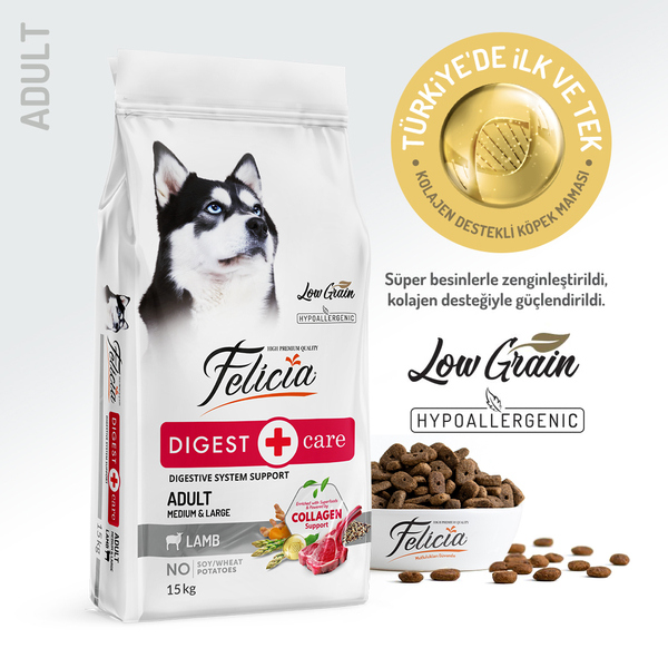 felicia dog collagen 15kg  adult digestive lamb