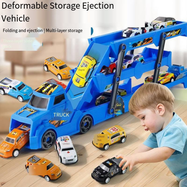 لعبة شاحنة  قاذف السيارات قابل للطي ثلاثي للأطفال