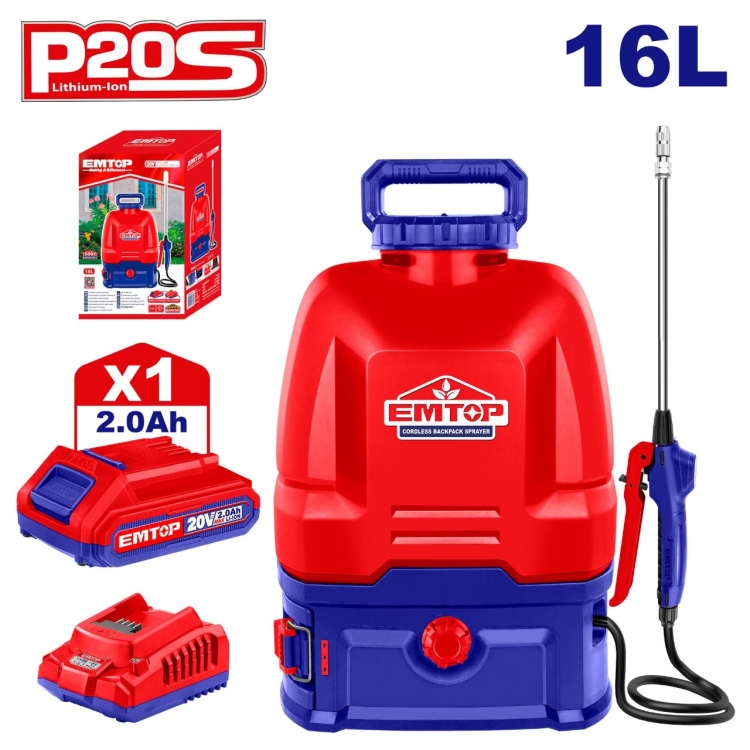 طرمبه رش شحن 16 لتر 2 سرعه مع 1 بطاريه 2A و شاحن   ESPLI20162 