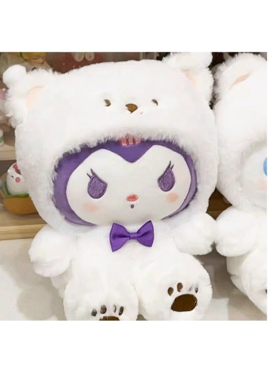 دمية  شنتة ودب ناعمة لطيفة محشوة على شكل دب أبيض كرتوني