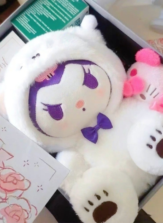 دمية  شنتة ودب ناعمة لطيفة محشوة على شكل دب أبيض كرتوني