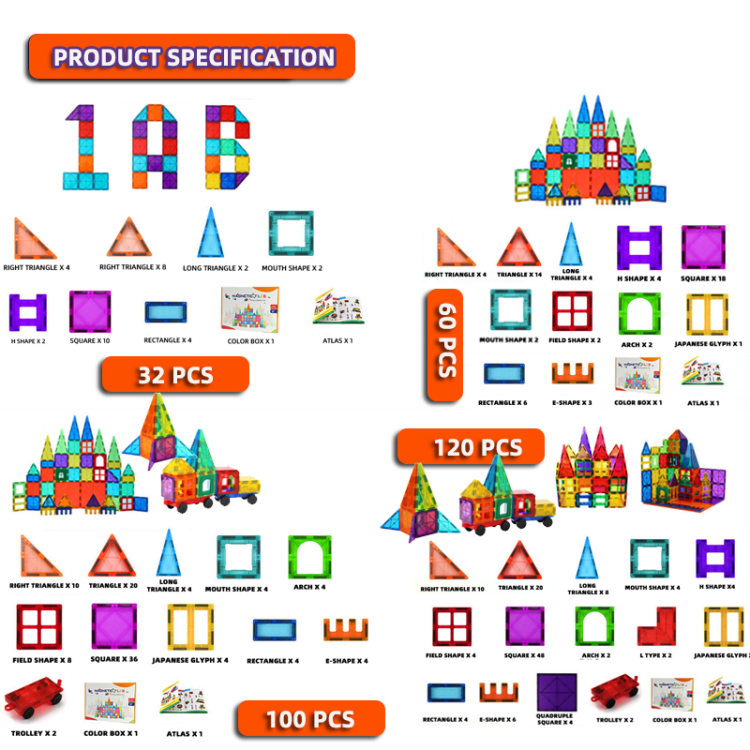 ليجو مغناطيسي 48 قطعة بلوكات للاطفال ( اصلي )