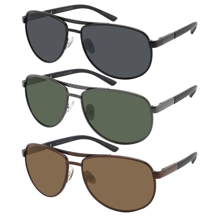 EyeframesInt-THE-115196S-P, Polarized Aviator Men Sunglasses With Spring Hinge, Assorted Colors