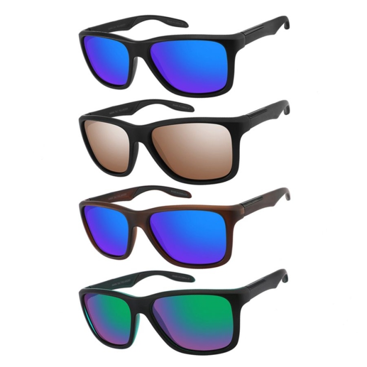 EyeframesInt-THE-11540896TT-PRV, Polarized UNISEX Square Classic wrap Sunglasses, Assorted Colors   