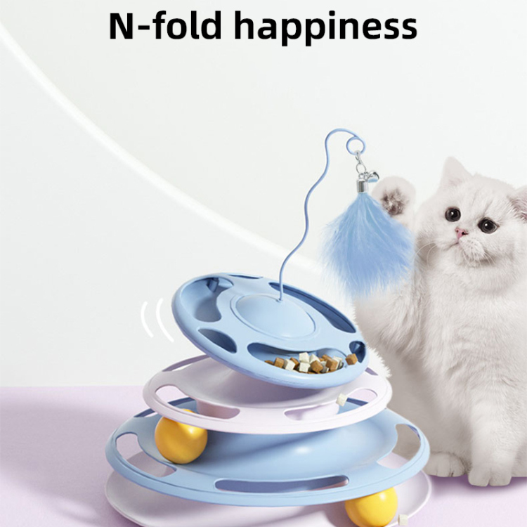 لعبة ذكاء القطط توضع بداخلها تريت مع طوابق كرات