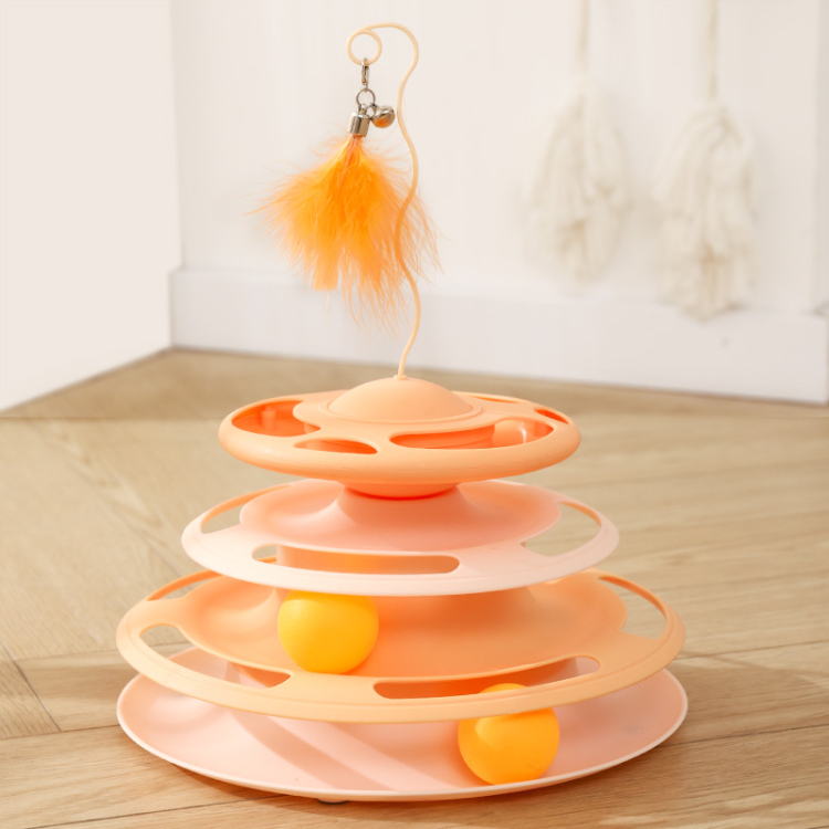 لعبة ذكاء القطط توضع بداخلها تريت مع طوابق كرات