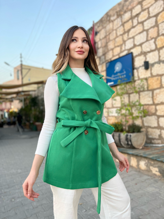Double Button Belted Vest 