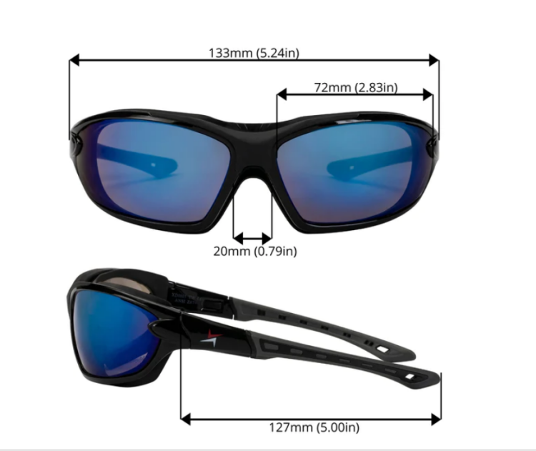 EyeframesInt-XP-11001-PC-1&2, Mirror Lens  Safety Sunglasses, Assorted Colors