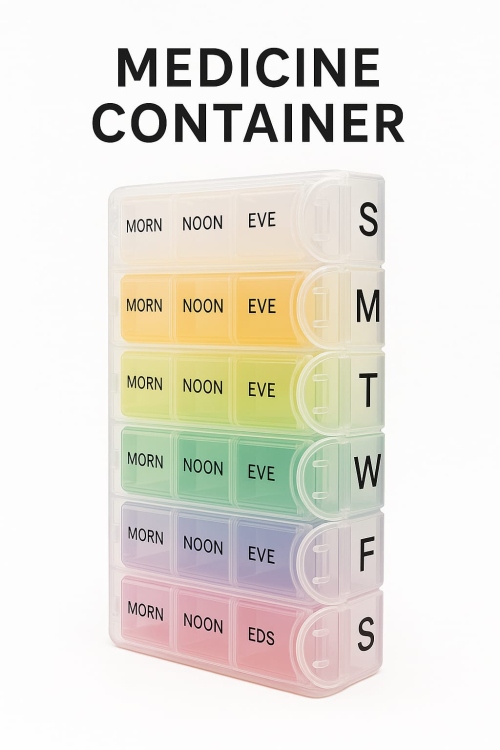 حافظة أدوية مع  ضاغطة أسبوعية نوع ممتاز 