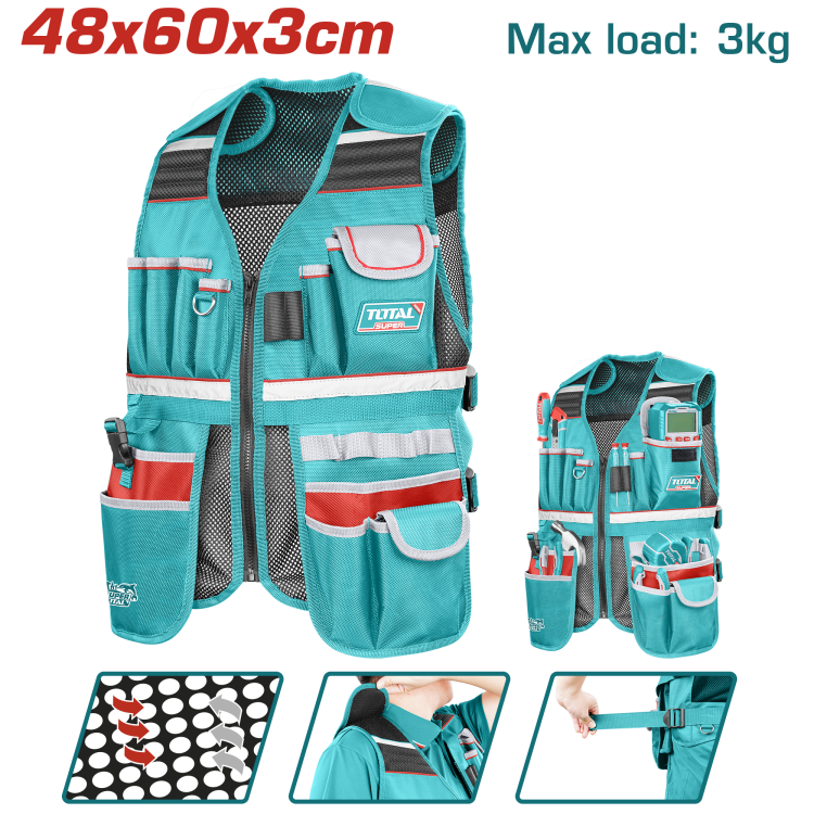 فيزت أدوات متعدد الجيوب – قابل للتعديل مع 17 جيب للتخزين من توتال (TTVT16025)