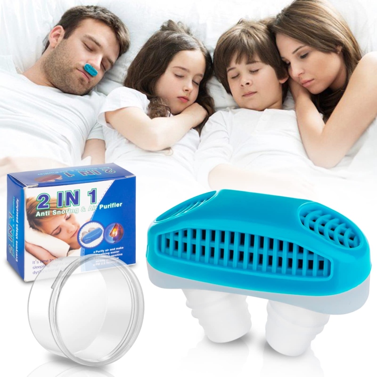 مشبك أنف سيليكوني مانع للشخير ومنقي هواء 2 في 1