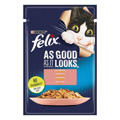 felix cat wet food with salmon in jelly