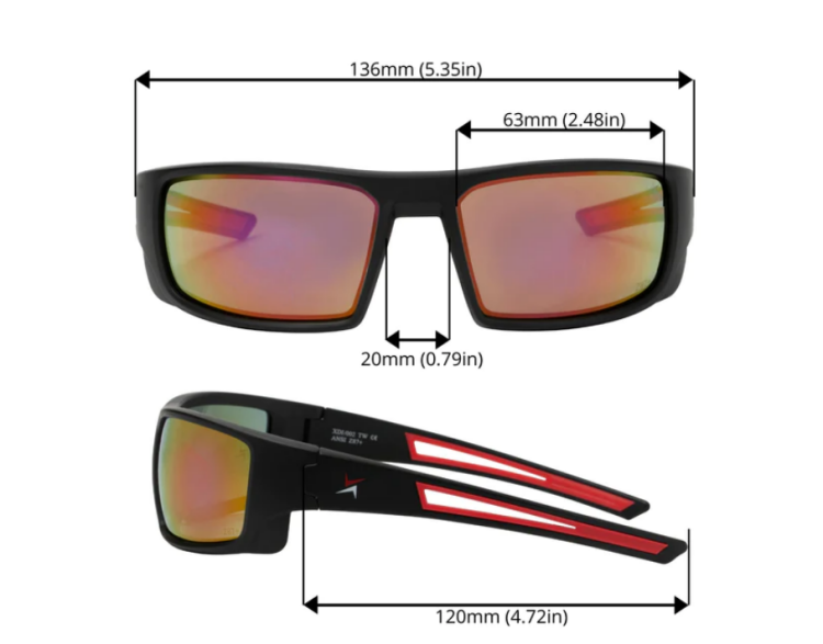 EyeframesInt-XP-11002-PC, Mirror Lens  Safety Sunglasses, Assorted Colors