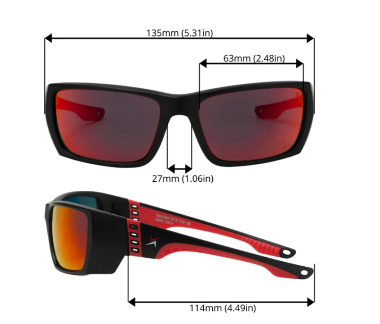 EyeframesInt-XP-11003-PCP, Polarized Mirror Safety Sunglasses, Assorted Colors