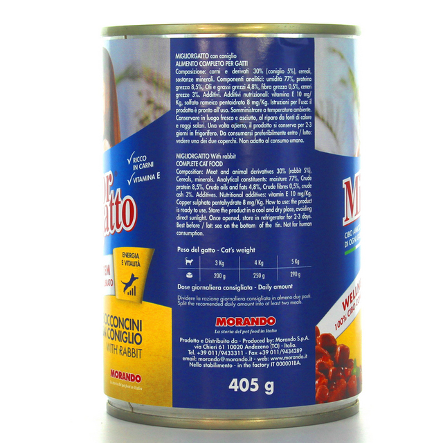 Miglior gatto with rabbit Chunks  405g 