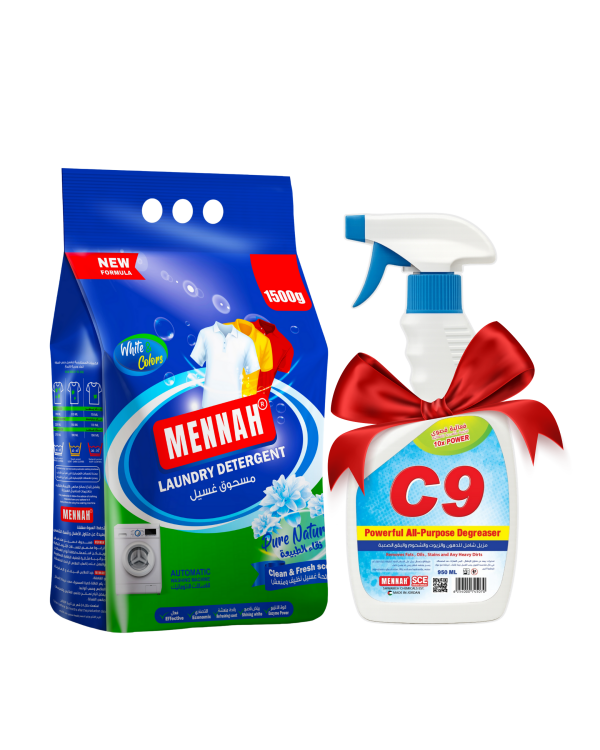 منه مسحوق غسيل 1500غ مع سي ناين