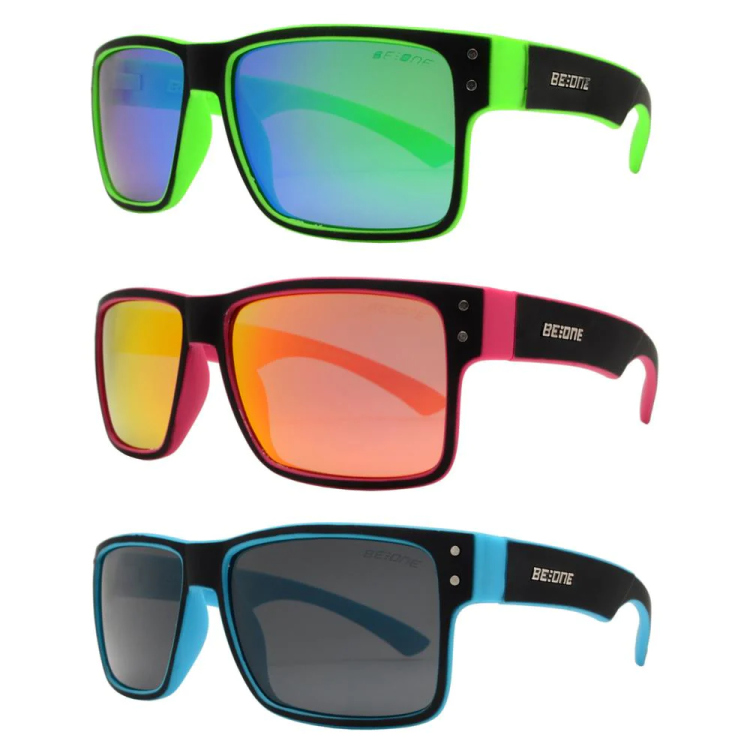 EyeframesInt-DY-PL-11J 3003 - Junior Rectangular Horn Rimmed Polarized Sunglasses with Studs, Assorted Colors