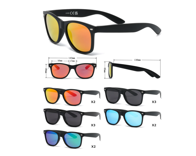 EyeframesInt-DY-PL-113002 - Polarized Junior Classic Horn Rimmed Sunglasses, Assorted Colors