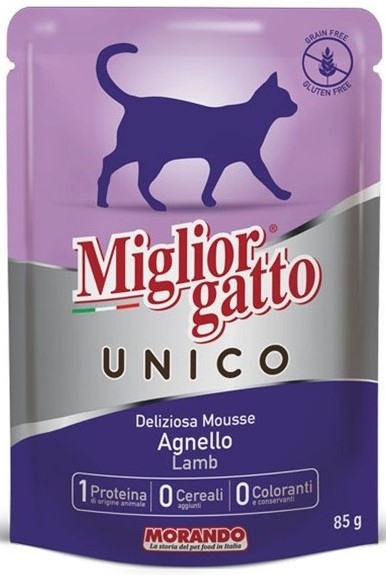 Miglior gatto Unico with Lamb Mousse Pouch 85g