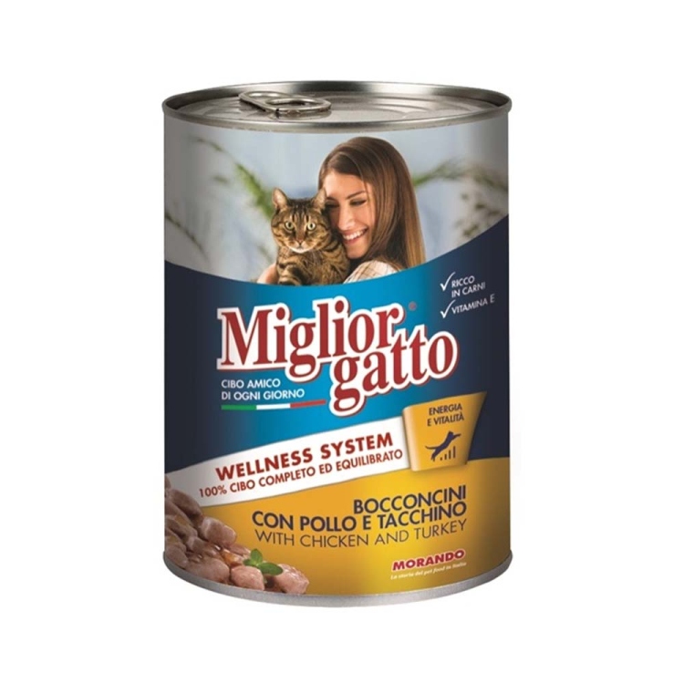Miglior gatto with Chicken and Turkey Chunks 405g
