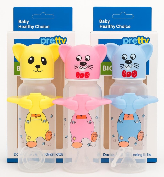 رضاعات برتي بيبي شكل دب  مع يد ومصفاة حجم 250 مل 