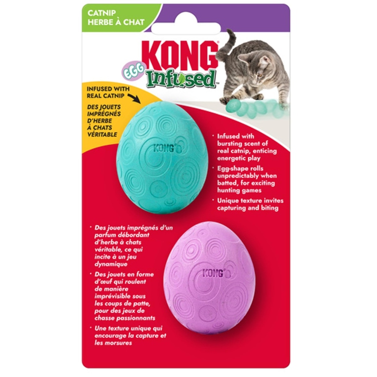 KONG Infused Catnip EggSpring/Easter Toy – Wobbling & Rolling Catnip-Infused Toy for Engaging Play | Durable for Solo & Multi-Cat Fun