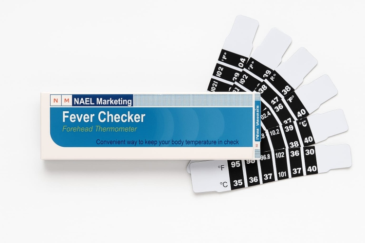 شريط قياس الحرارة على الجبين لجميع الاعمار 
