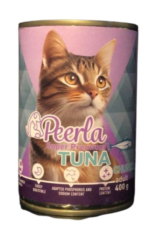 طعام رطب للقطط البالغة قطع التونة من بيرلا