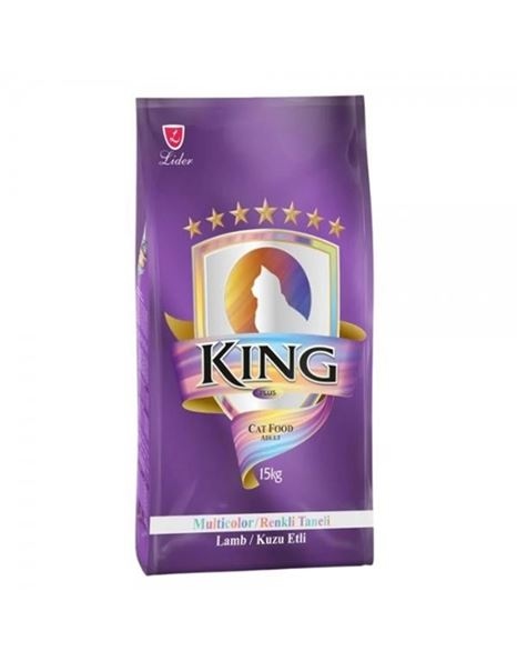 King Dry Cat Food Multicolor with Lamb and Rice for Adults 15Kg