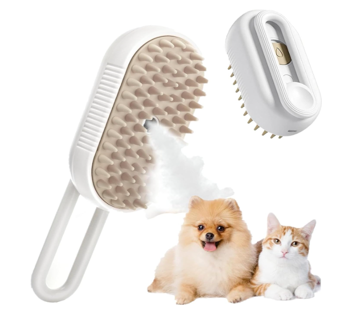 JZ-91 فرشاة بخارية 3 في 1 للقطط، جهاز تدليك USB ، فرشاة شعر لإزالة الشعر المتشابك والمتساقط