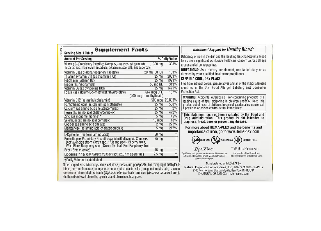 NaturesPlus, Hema-Plex 30 Slow-Release Tablets 