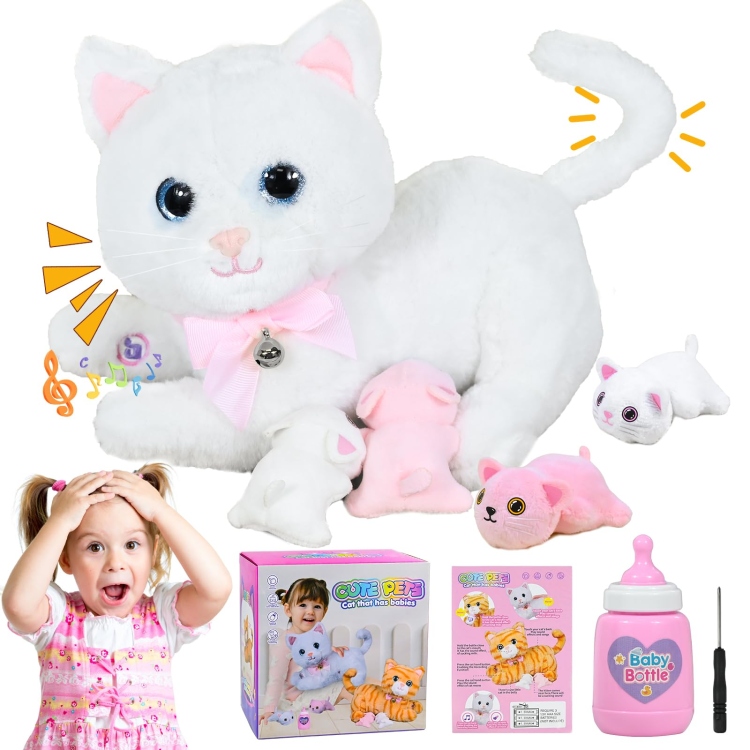 قطة جونيور مع اطفالها تعمل بالحساس 