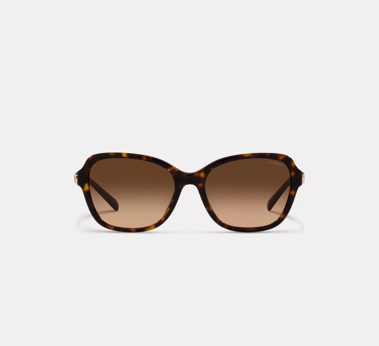 EyeframesInt-COACH-CD481 - Hinged Horse And Carriage Square Sunglasses, Dark Tortoise