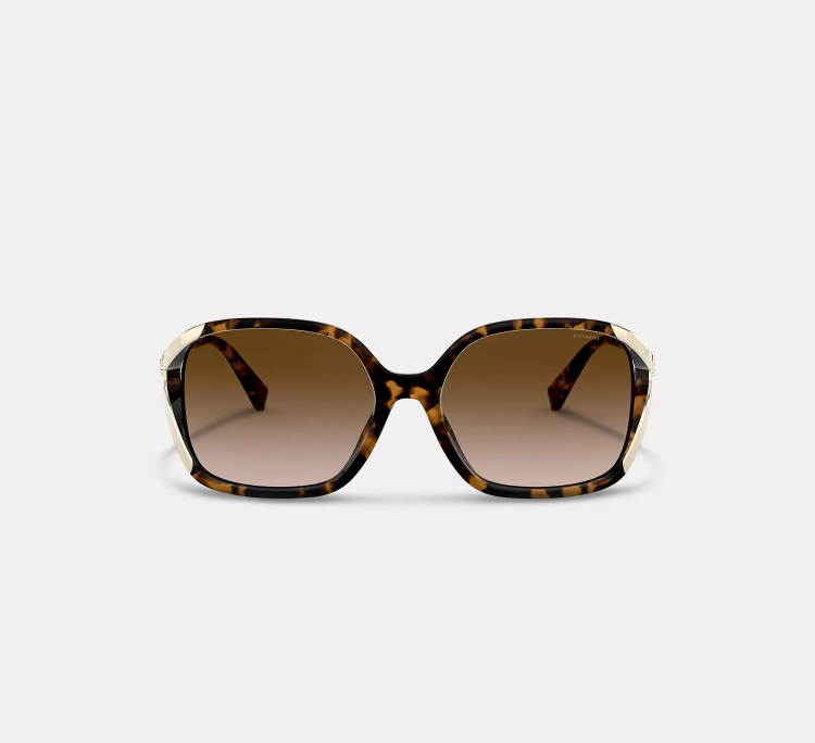  EyeframesInt-COACH-L1116 - Oversized Horse And Carriage Sunglasses - Dark Tortoise