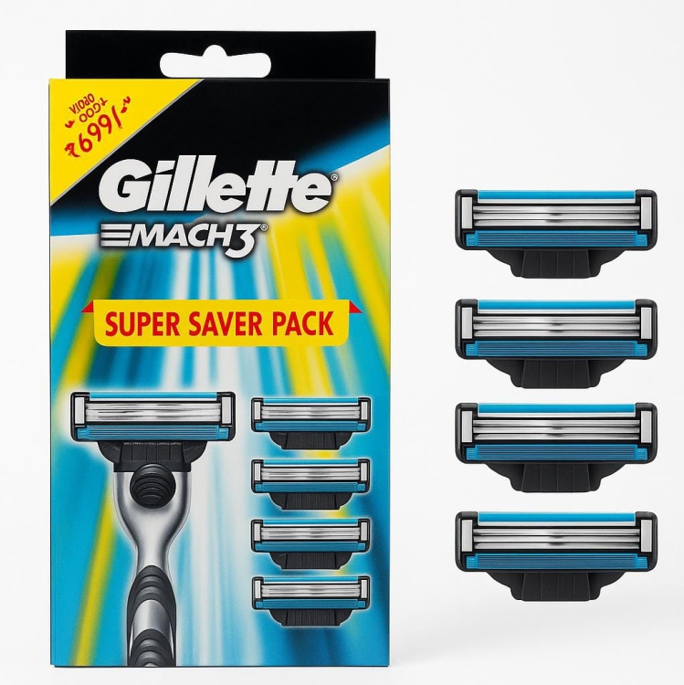 ماكنة مع  اربع رؤوس شفرات من جيليت ماتش ثري 