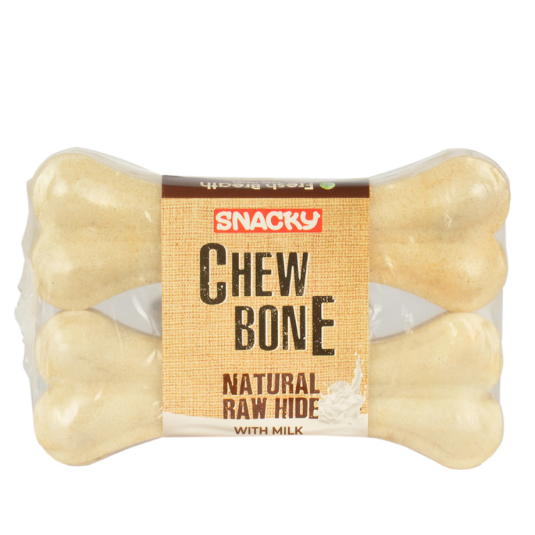 Snacky Natural Chewing Bones  يحتوي الكيس على 2 من العضم * 12.50 سم