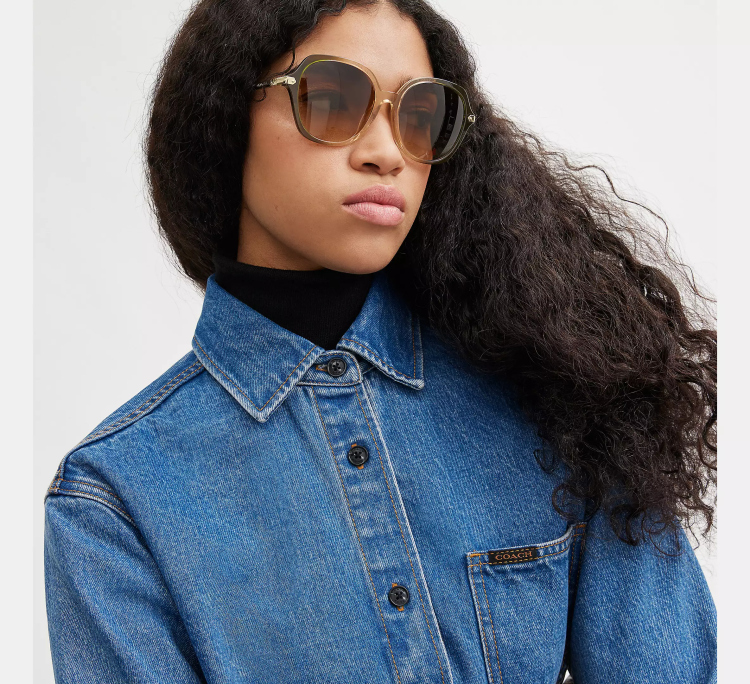 EyeframesInt-COACH-CL925 - Wrap Around Hangtag Oversized Geometric Round Sunglasses - Assorted Colors